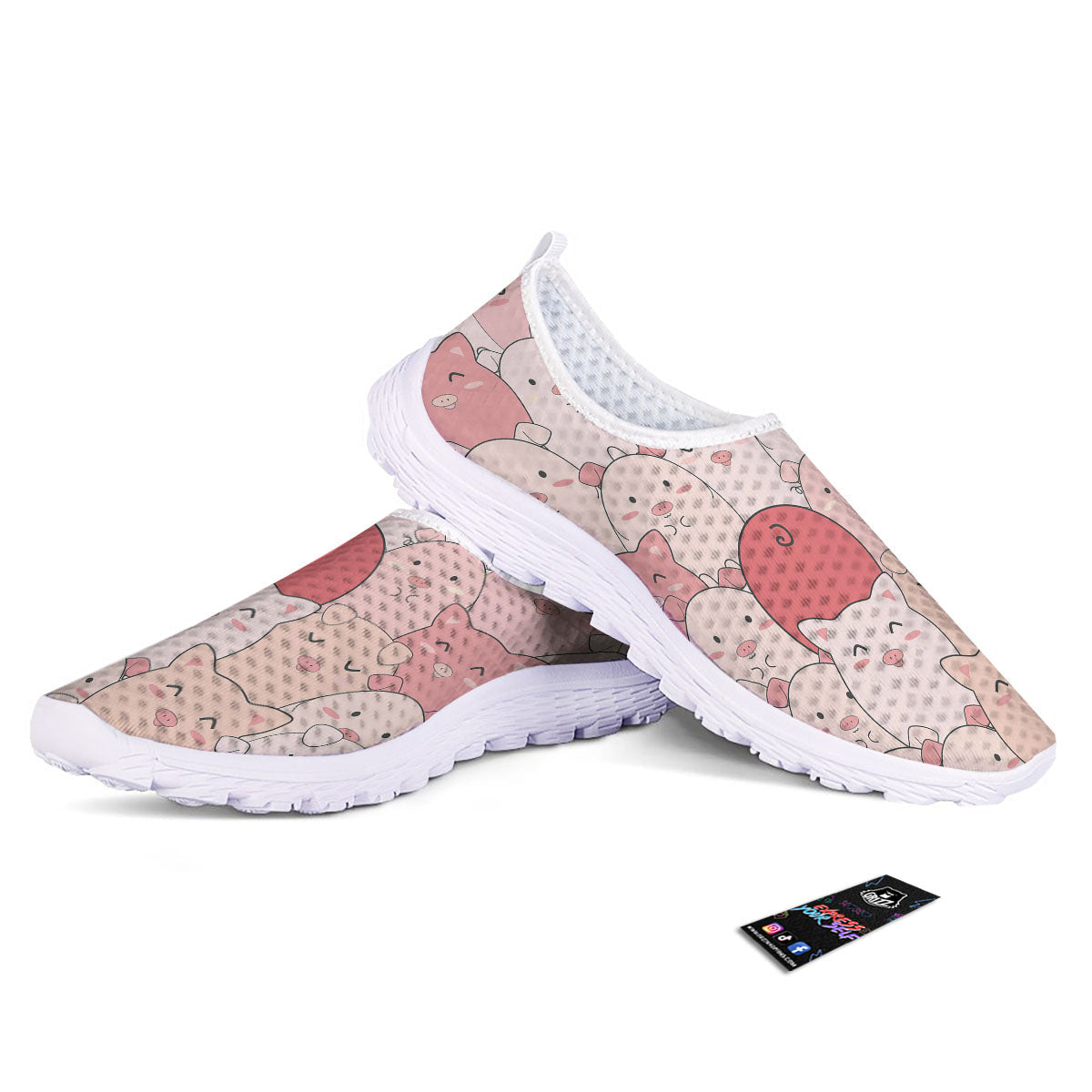 Pig Tail Pink Print Nurse Shoes-grizzshop