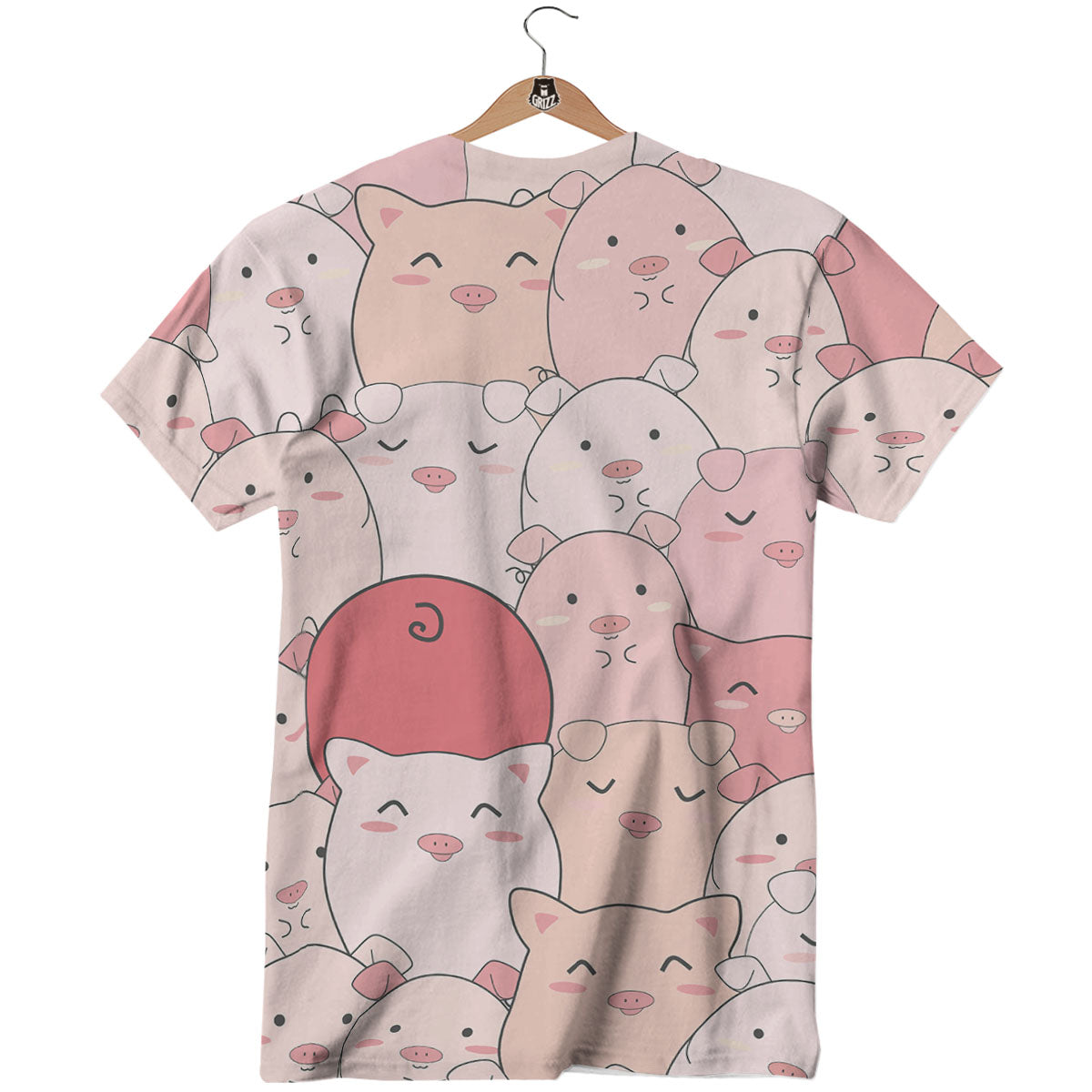 Pig Tail Pink Print T-Shirt-grizzshop