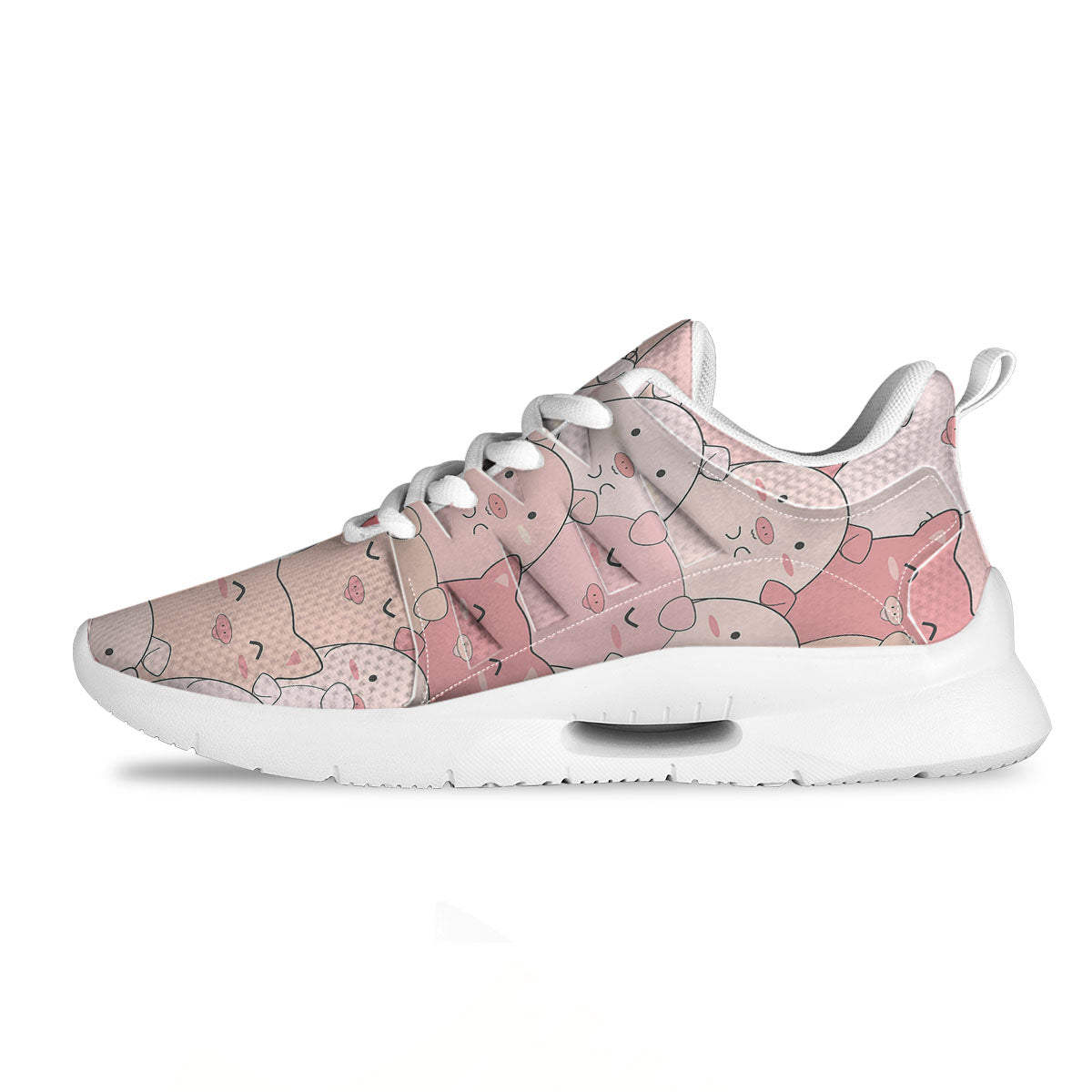 Pig Tail Pink Print Tennis Shoes-grizzshop