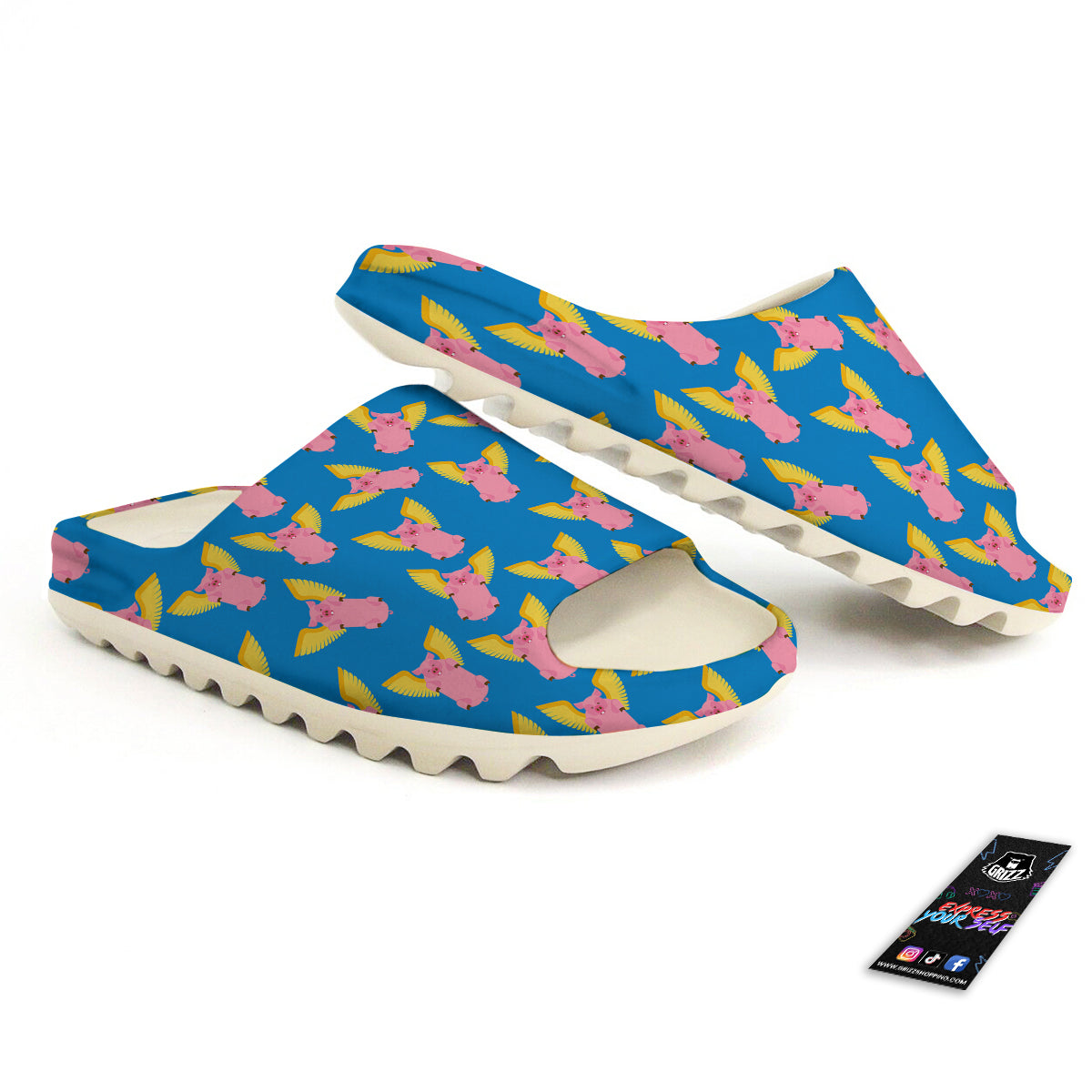 Pig Pink Vintage Print Pattern Sandals-grizzshop