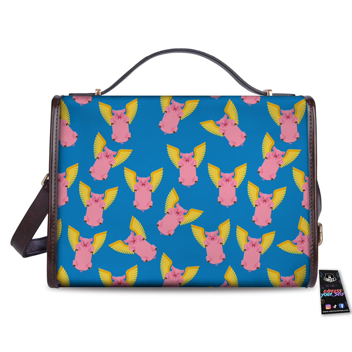 Pig Pink Vintage Print Pattern Women's Satchel Bag