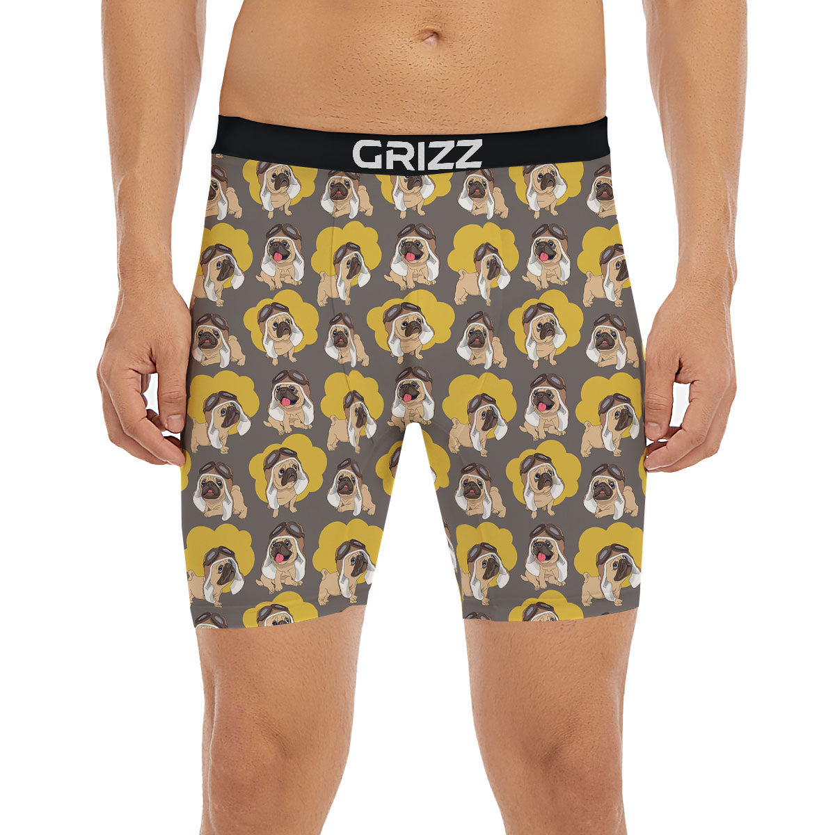 Pilot Pug Print Pattern Boxer Briefs-grizzshop