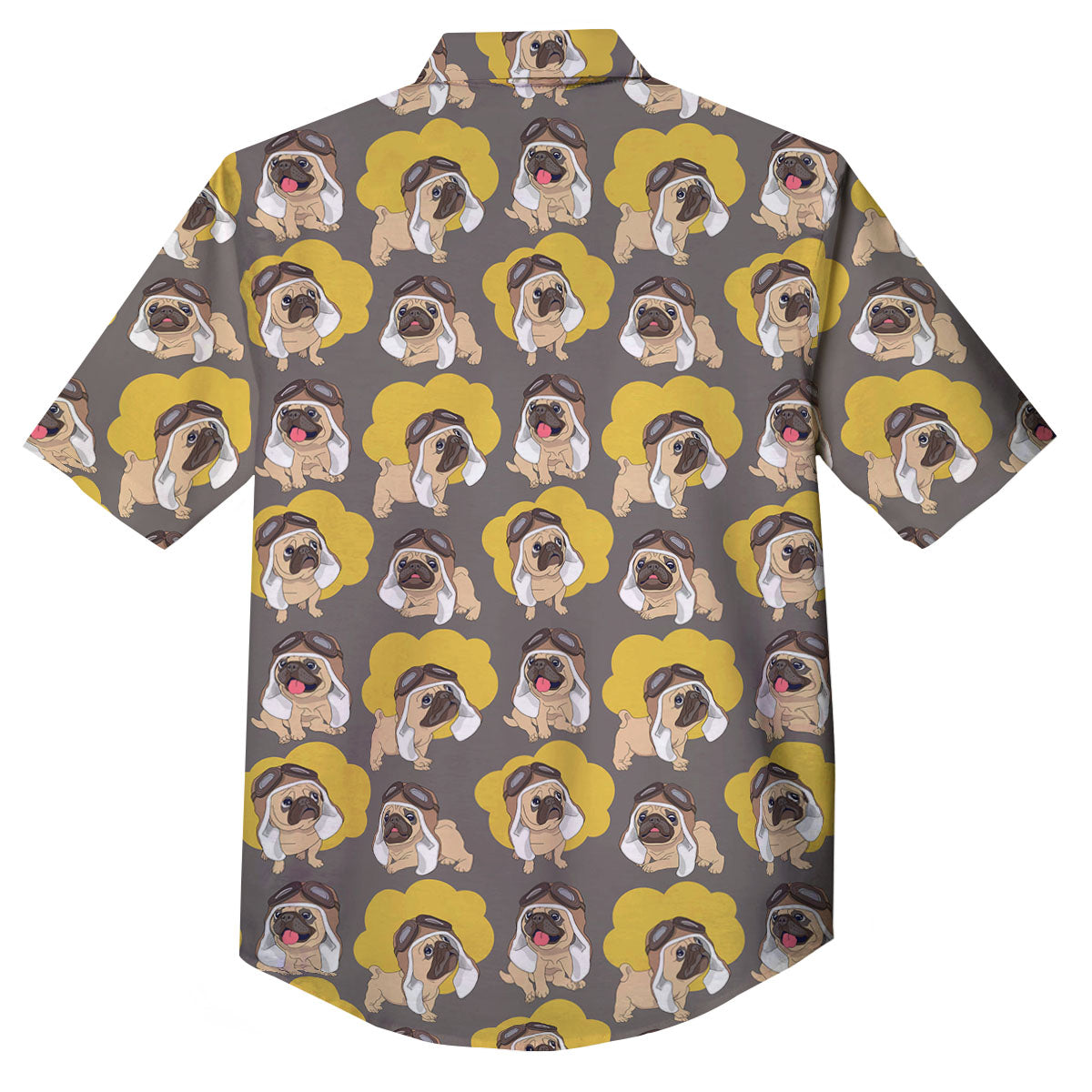 Pilot Pug Print Pattern Button Up Shirt-grizzshop