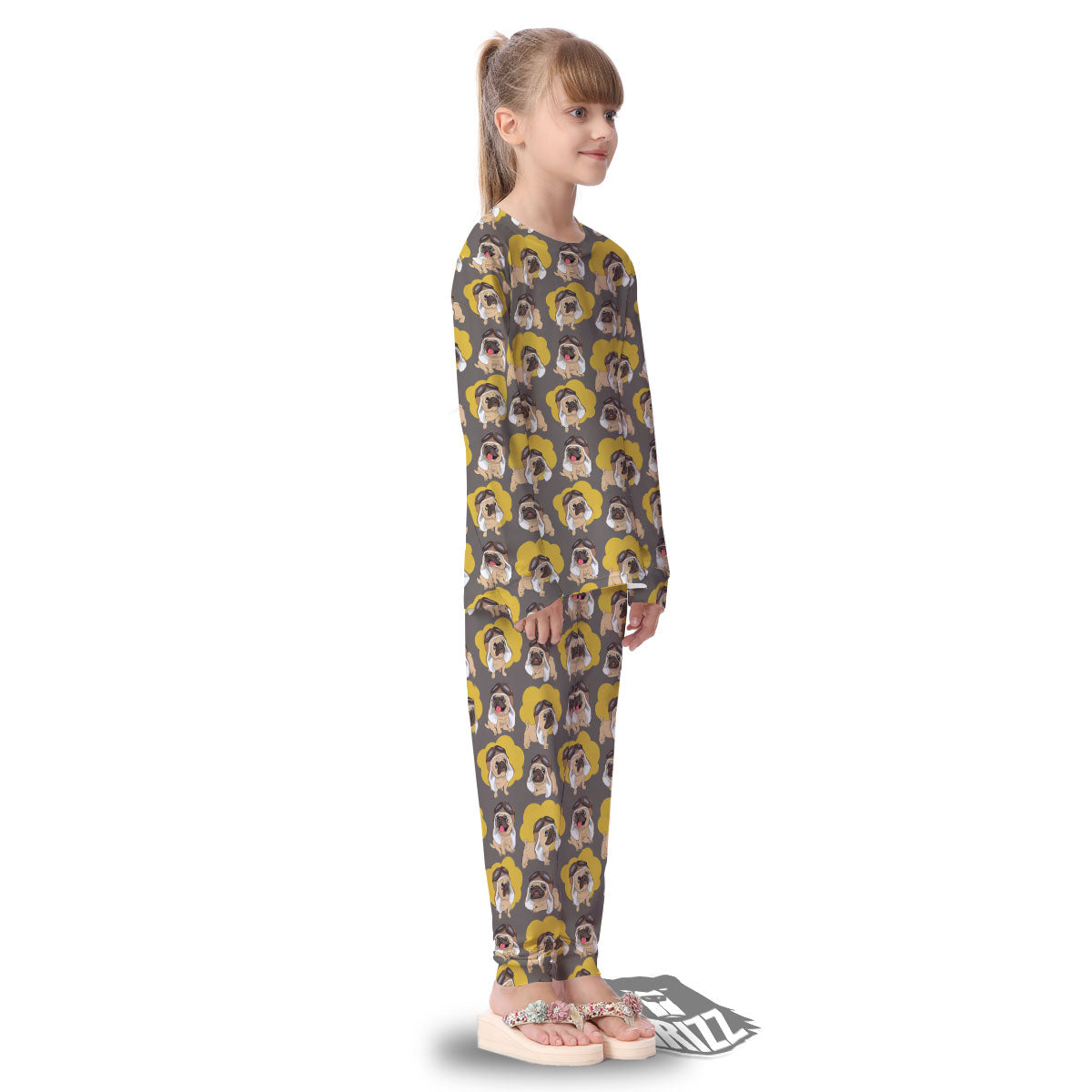 Pilot Pug Print Pattern Kid's Pajamas-grizzshop