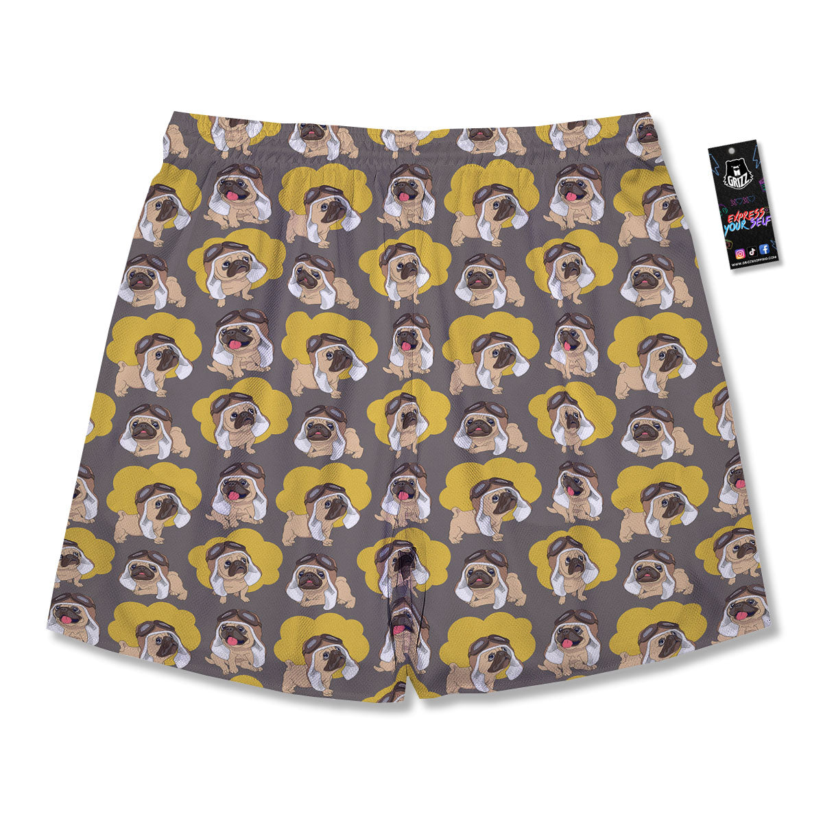 Pilot Pug Print Pattern Men's Running Shorts-grizzshop