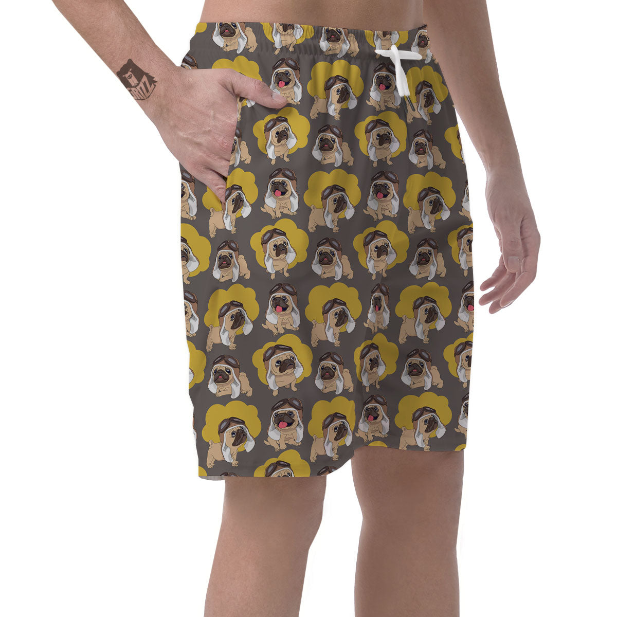 Pilot Pug Print Pattern Men's Shorts-grizzshop