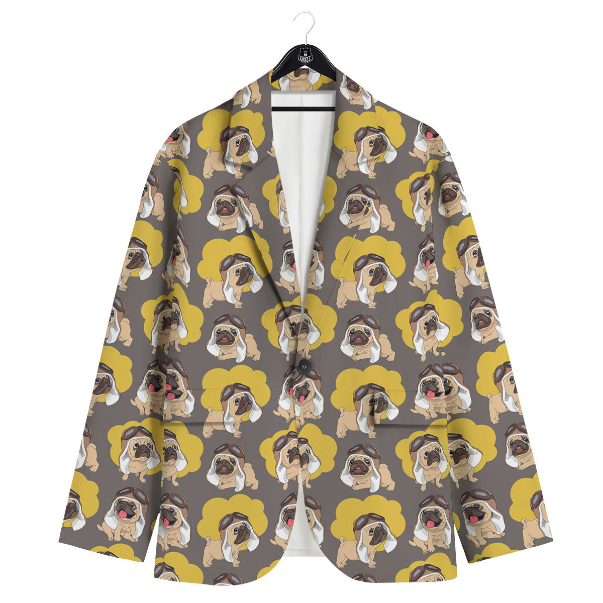 Pilot Pug Print Pattern Men's Sport Coat-grizzshop