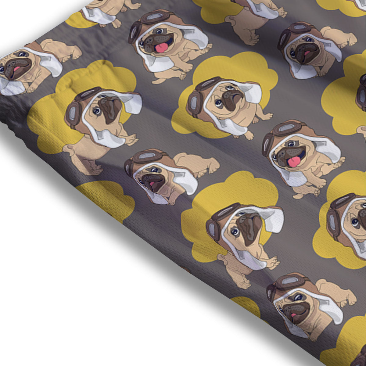 Pilot Pug Print Pattern Mesh Shorts
