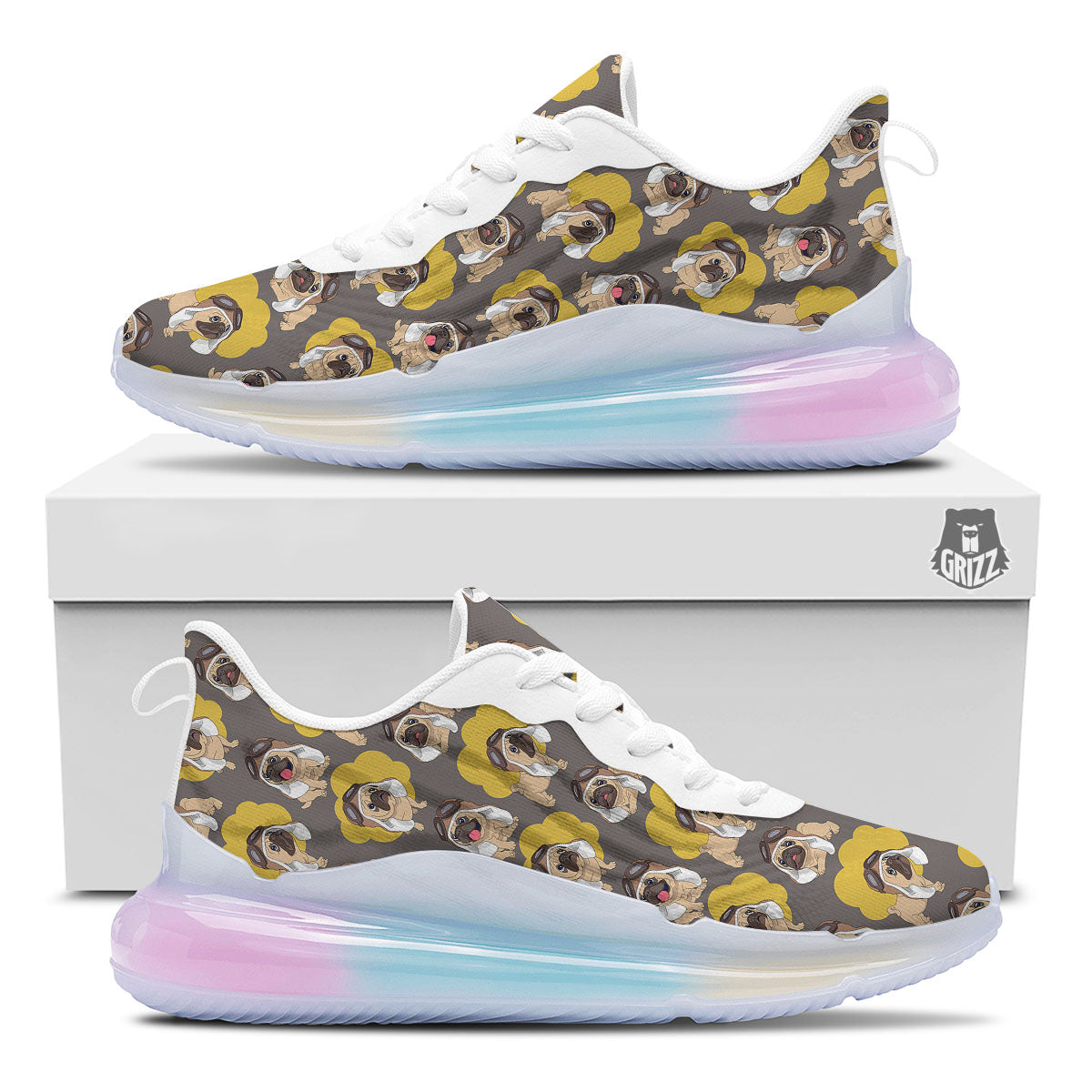 Pilot Pug Print Pattern Running Sneakers-grizzshop