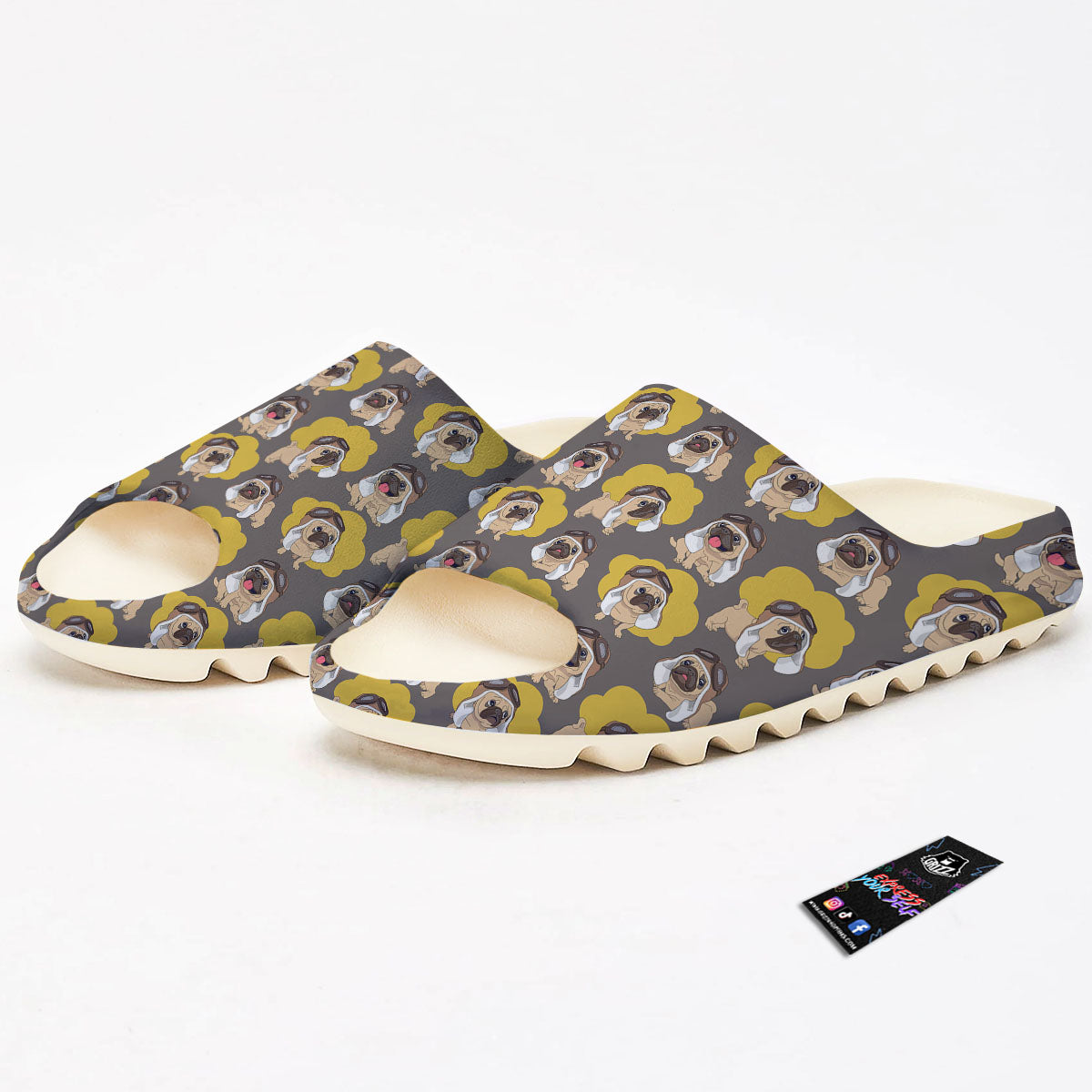 Pilot Pug Print Pattern Sandals-grizzshop