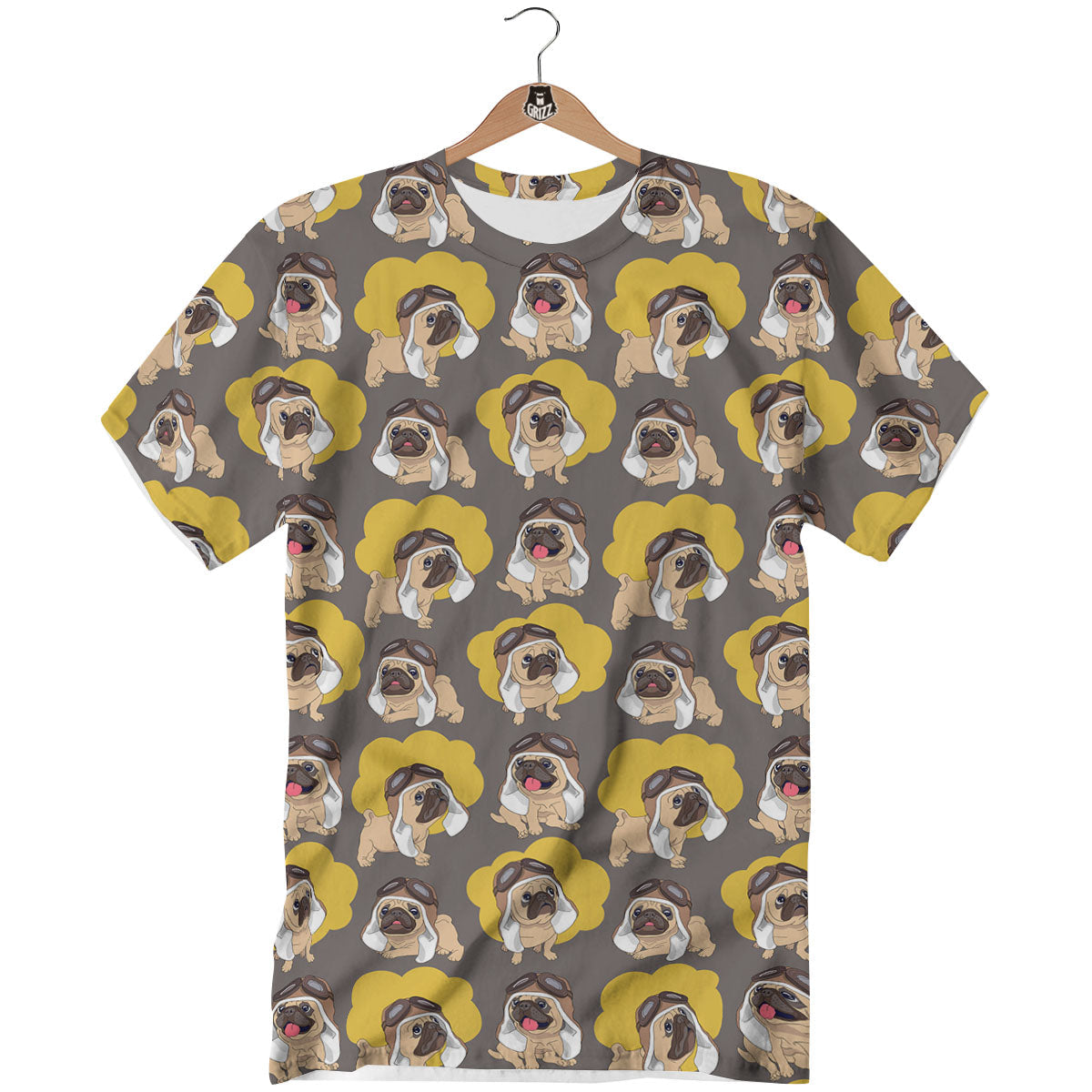 Pilot Pug Print Pattern T-Shirt-grizzshop
