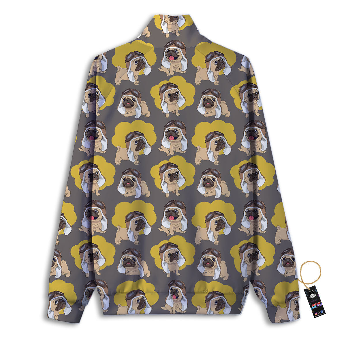Pilot Pug Print Pattern Track Jacket-grizzshop