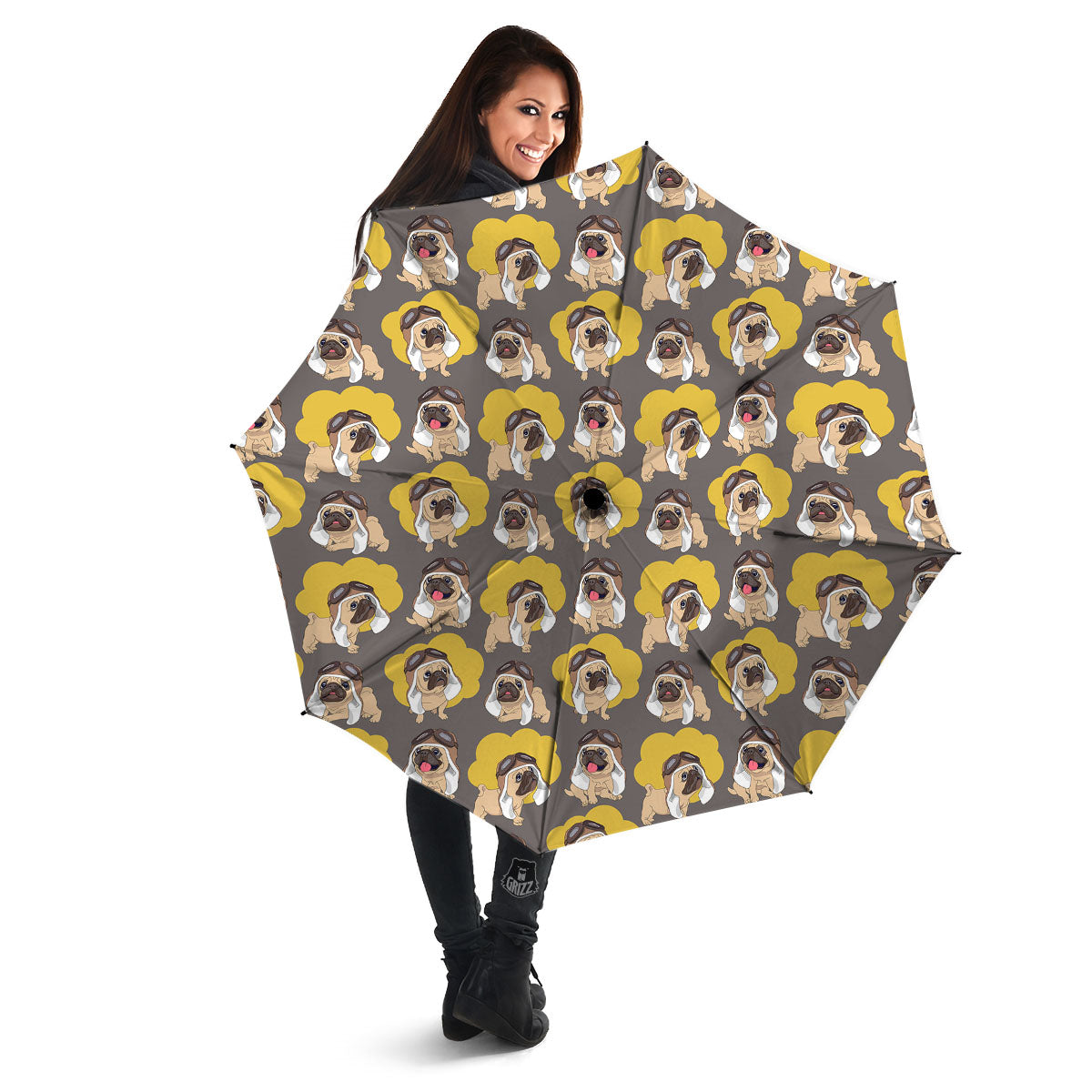 Pilot Pug Print Pattern Umbrella-grizzshop