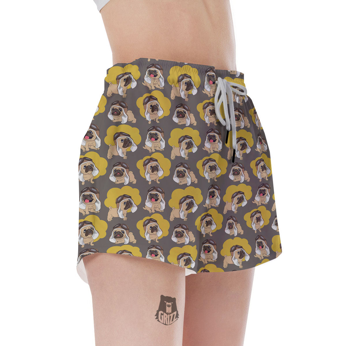 Pilot Pug Print Pattern Women's Shorts-grizzshop