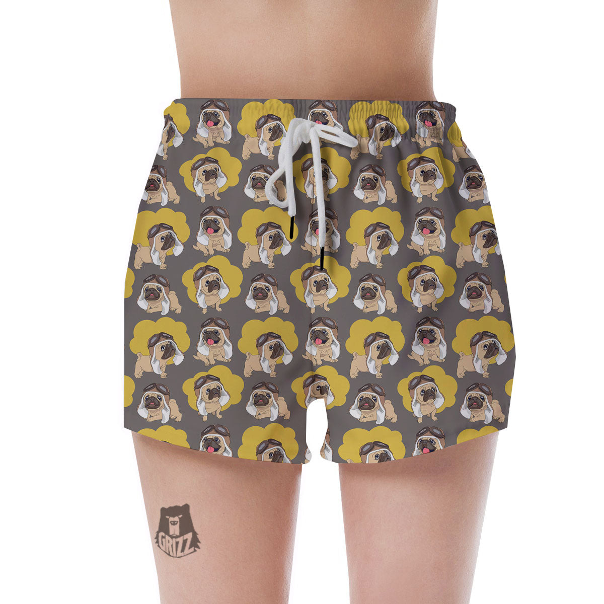 Pilot Pug Print Pattern Women's Shorts-grizzshop