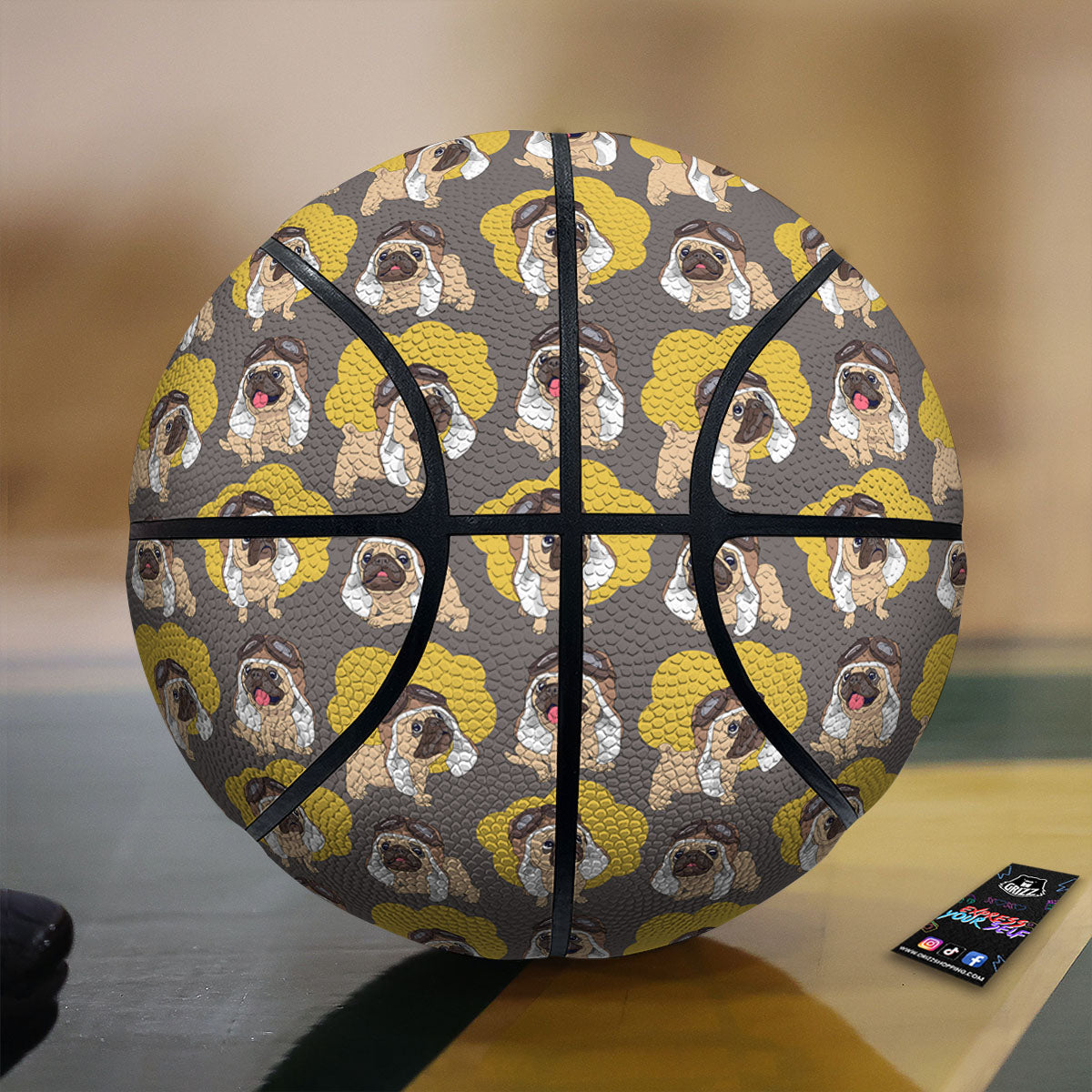 Pilot Pug Print Pattern Basketball