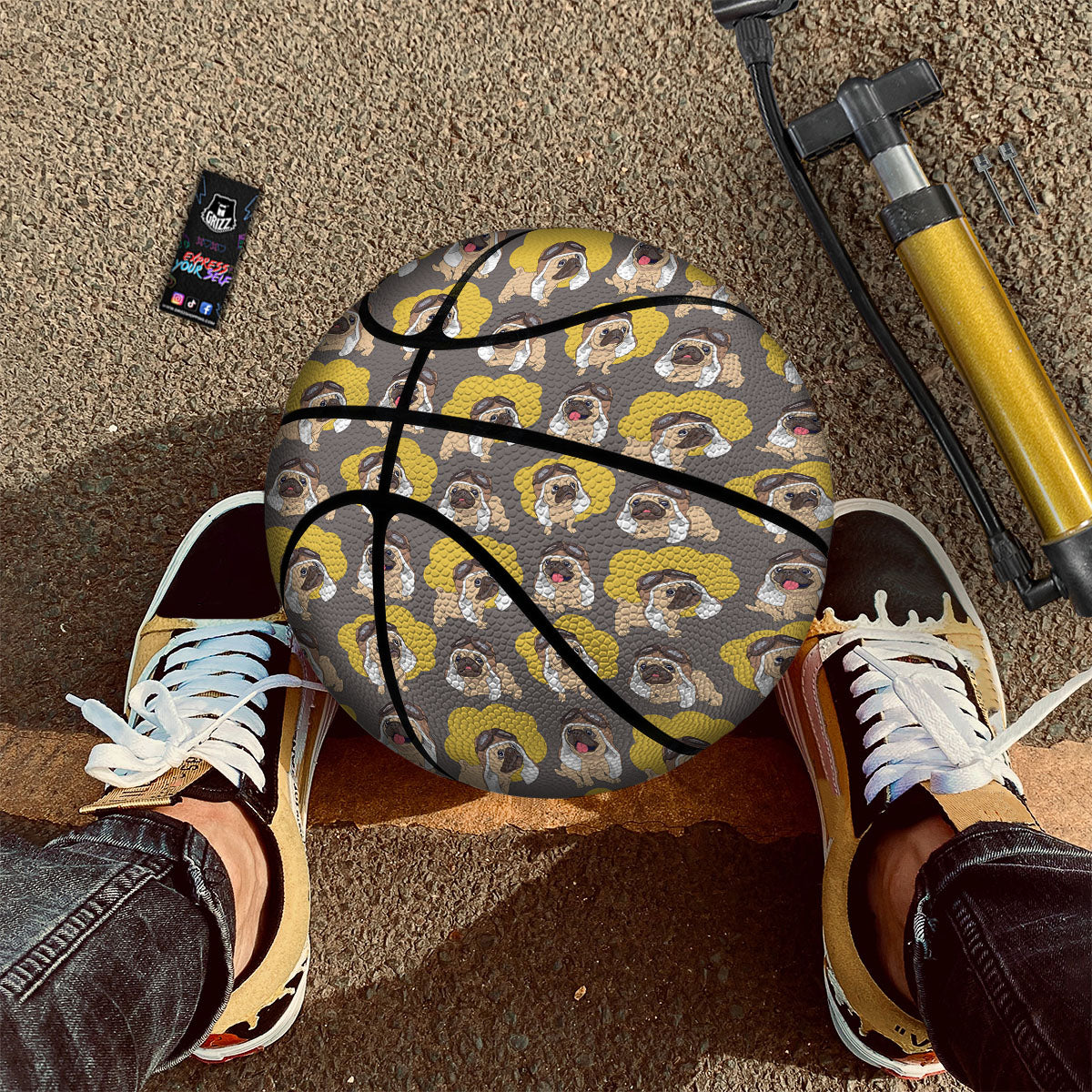 Pilot Pug Print Pattern Basketball