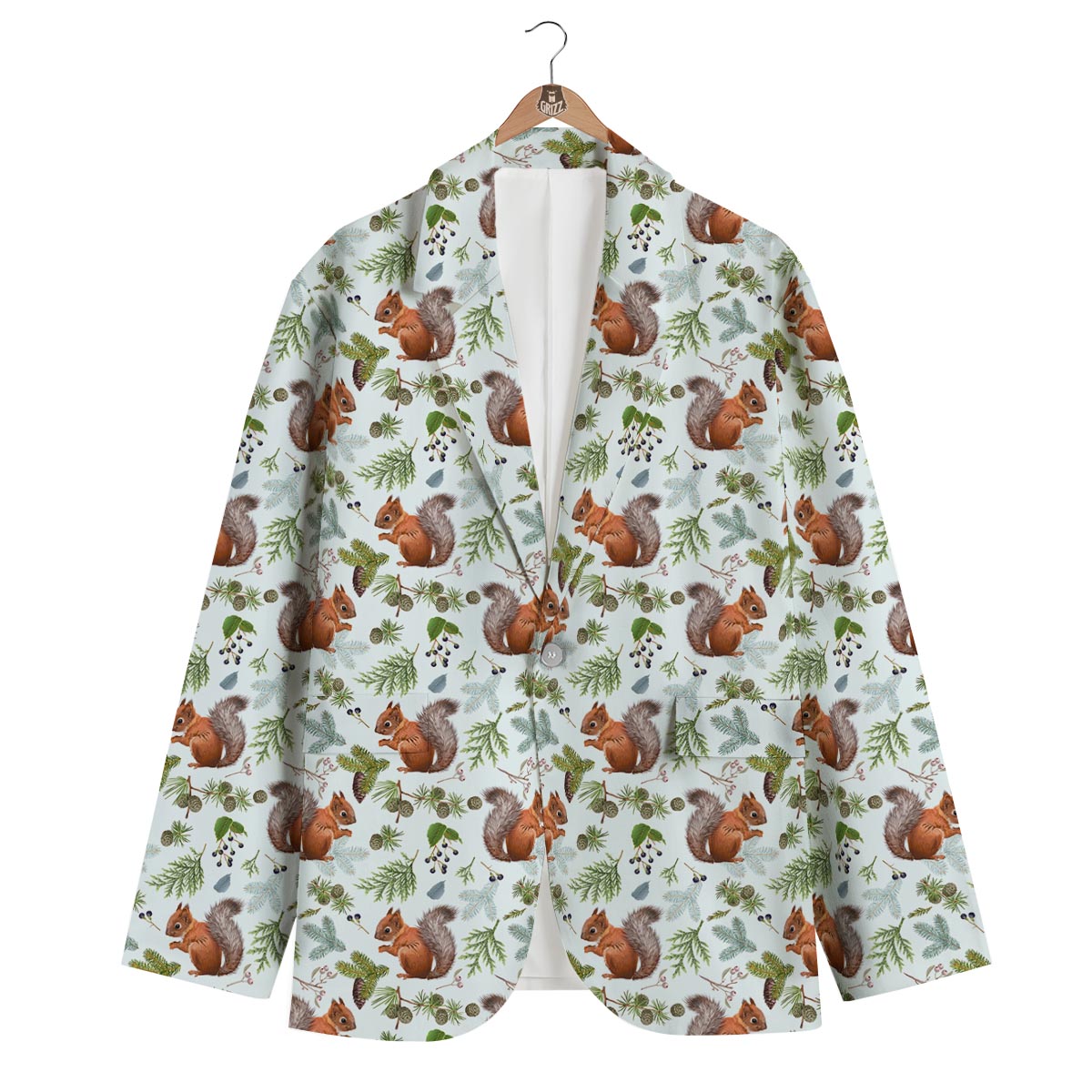 Pine Cone Squirrel Men's Blazer-grizzshop
