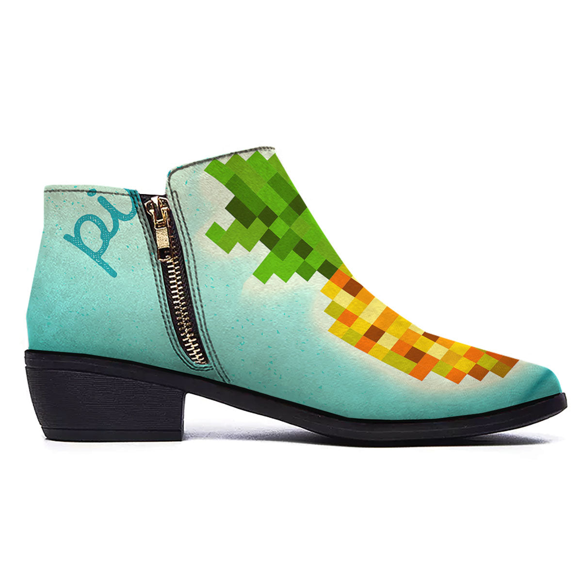 Pineapple 8-Bit Pixel Print Ankle Boots-grizzshop