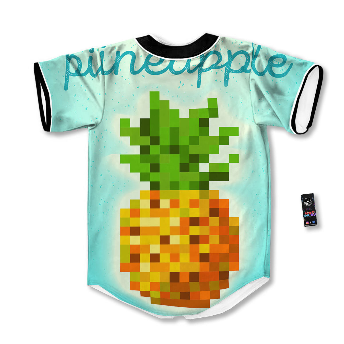 Pineapple 8-Bit Pixel Print Baseball Jersey-grizzshop