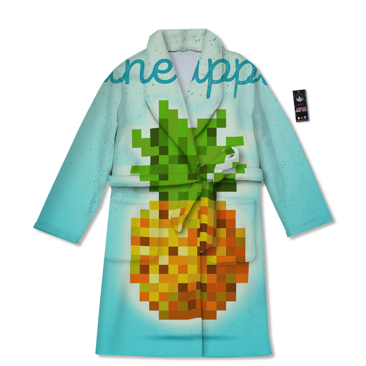 Pineapple 8-Bit Pixel Print Bathrobe-grizzshop
