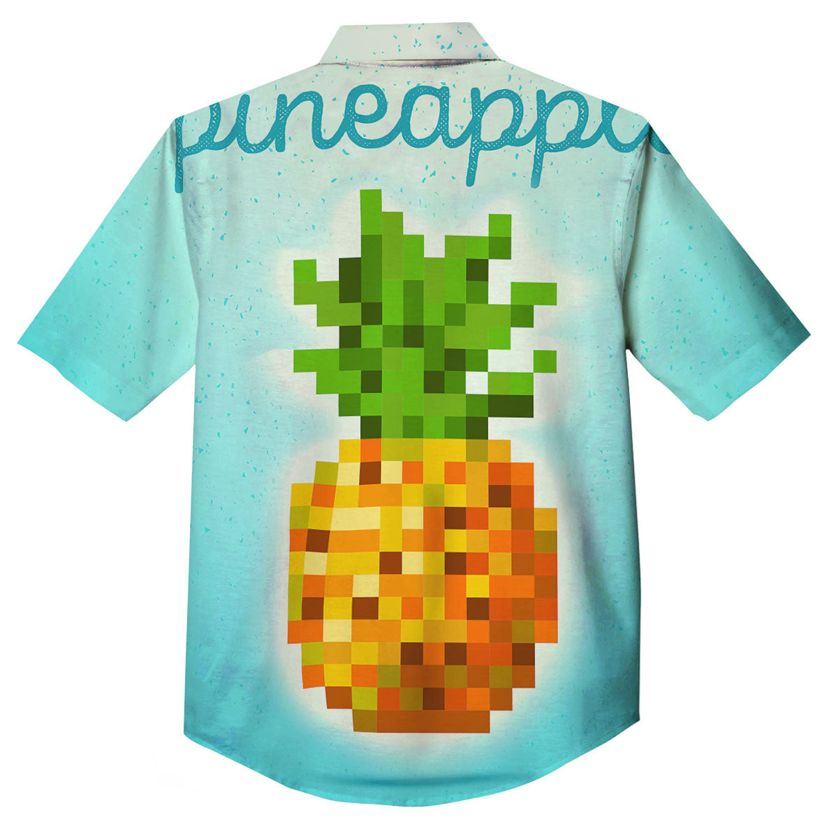 Pineapple 8-Bit Pixel Print Button Up Shirt-grizzshop