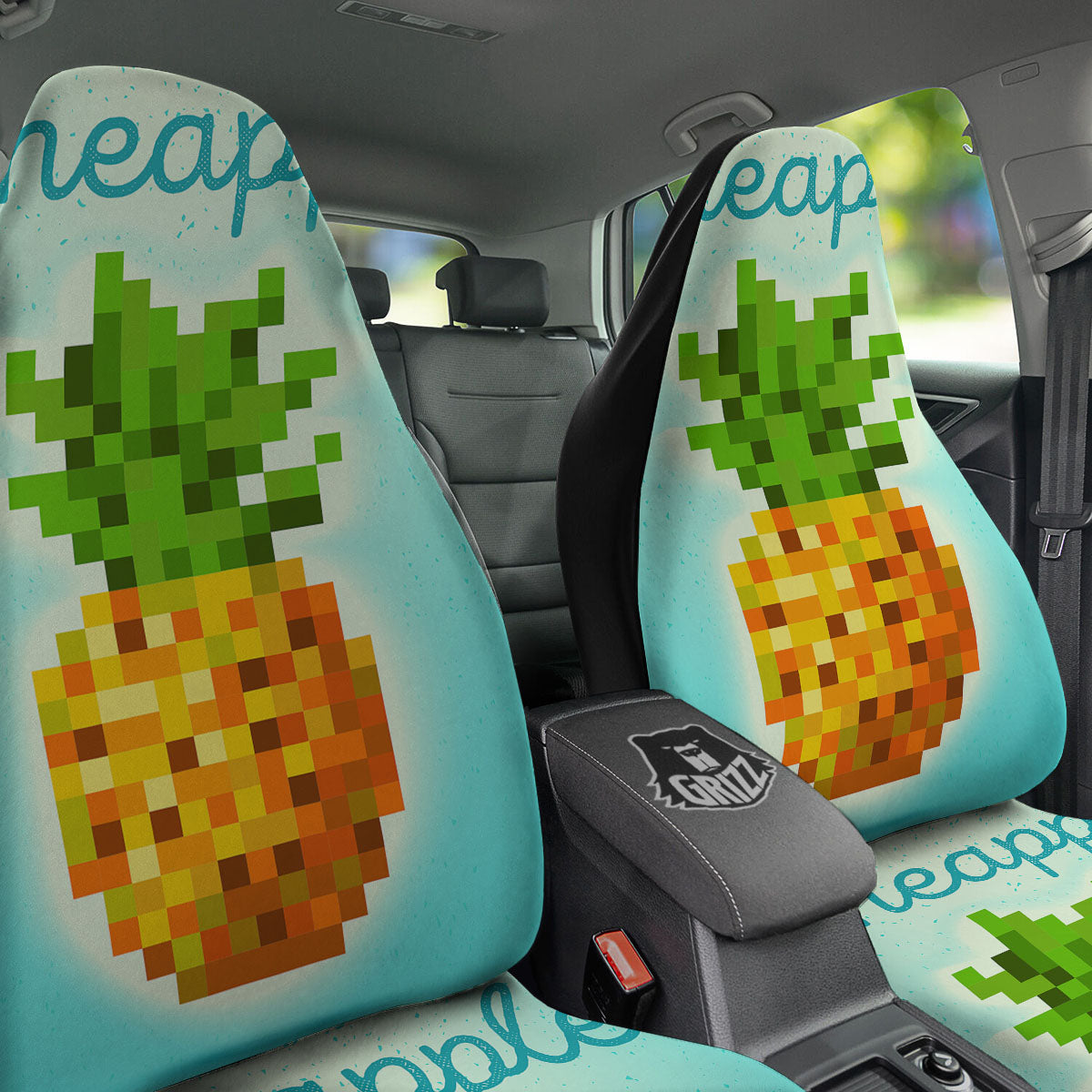 Pineapple 8-Bit Pixel Print Car Seat Covers-grizzshop