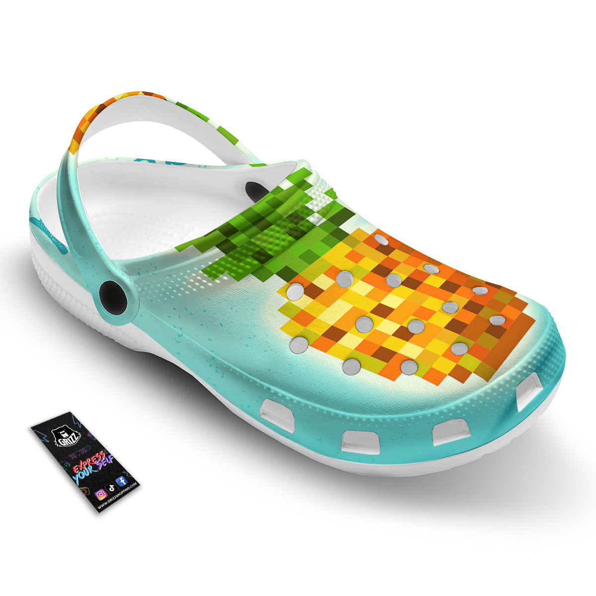 Pineapple 8-Bit Pixel Print Clog-grizzshop