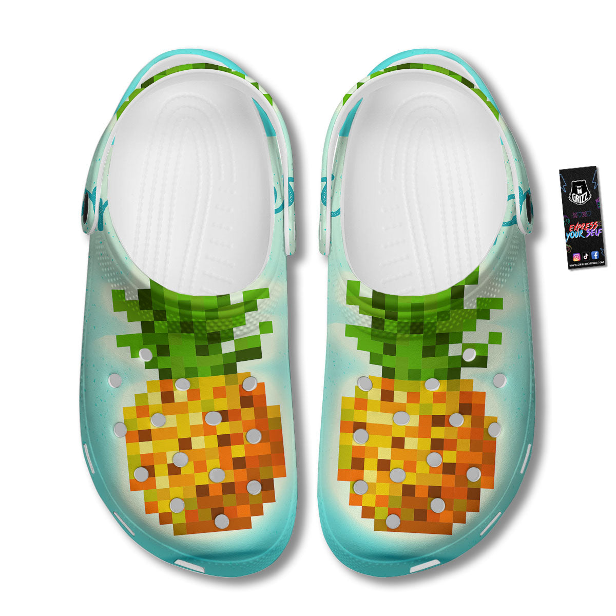 Pineapple 8-Bit Pixel Print Clog-grizzshop