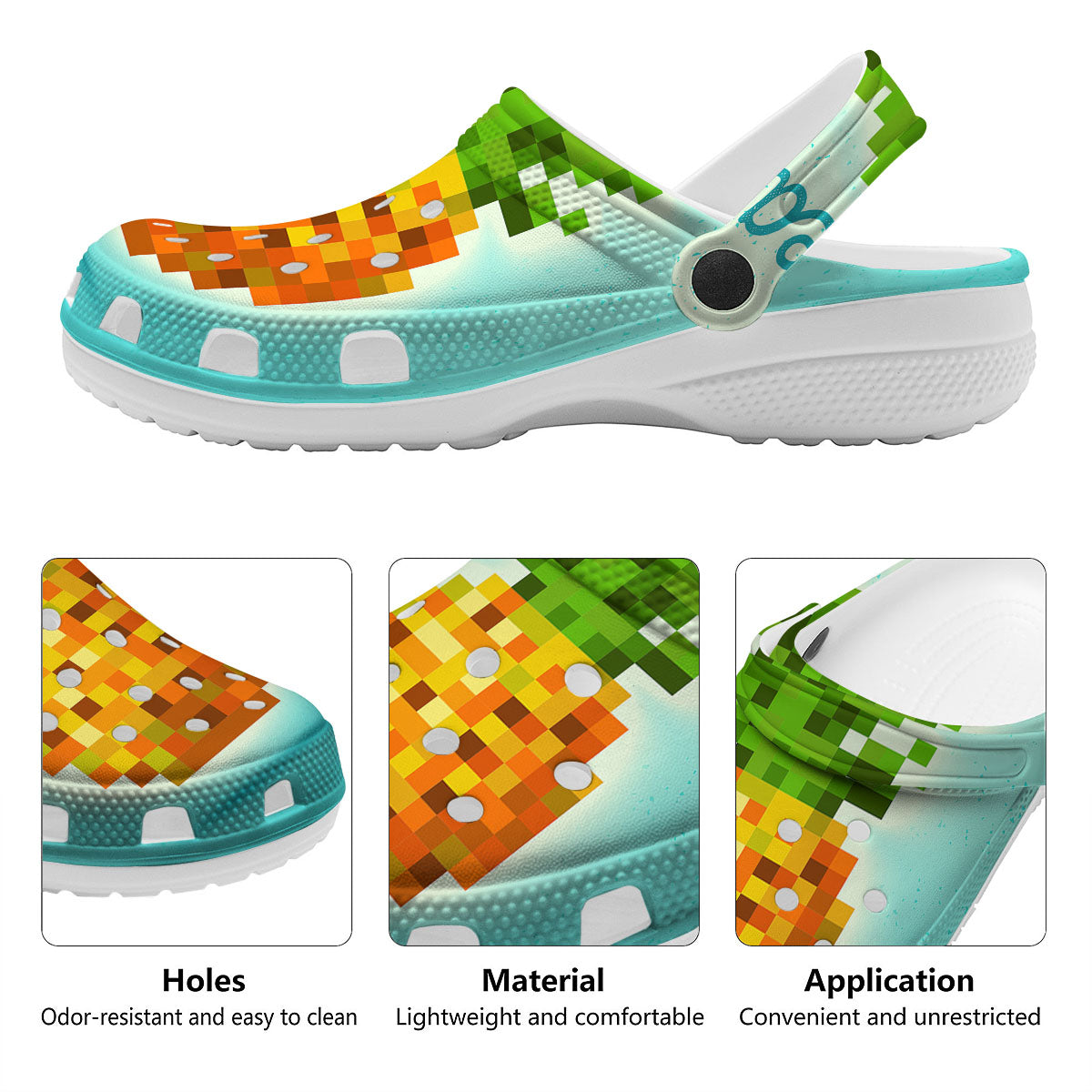 Pineapple 8-Bit Pixel Print Clog-grizzshop