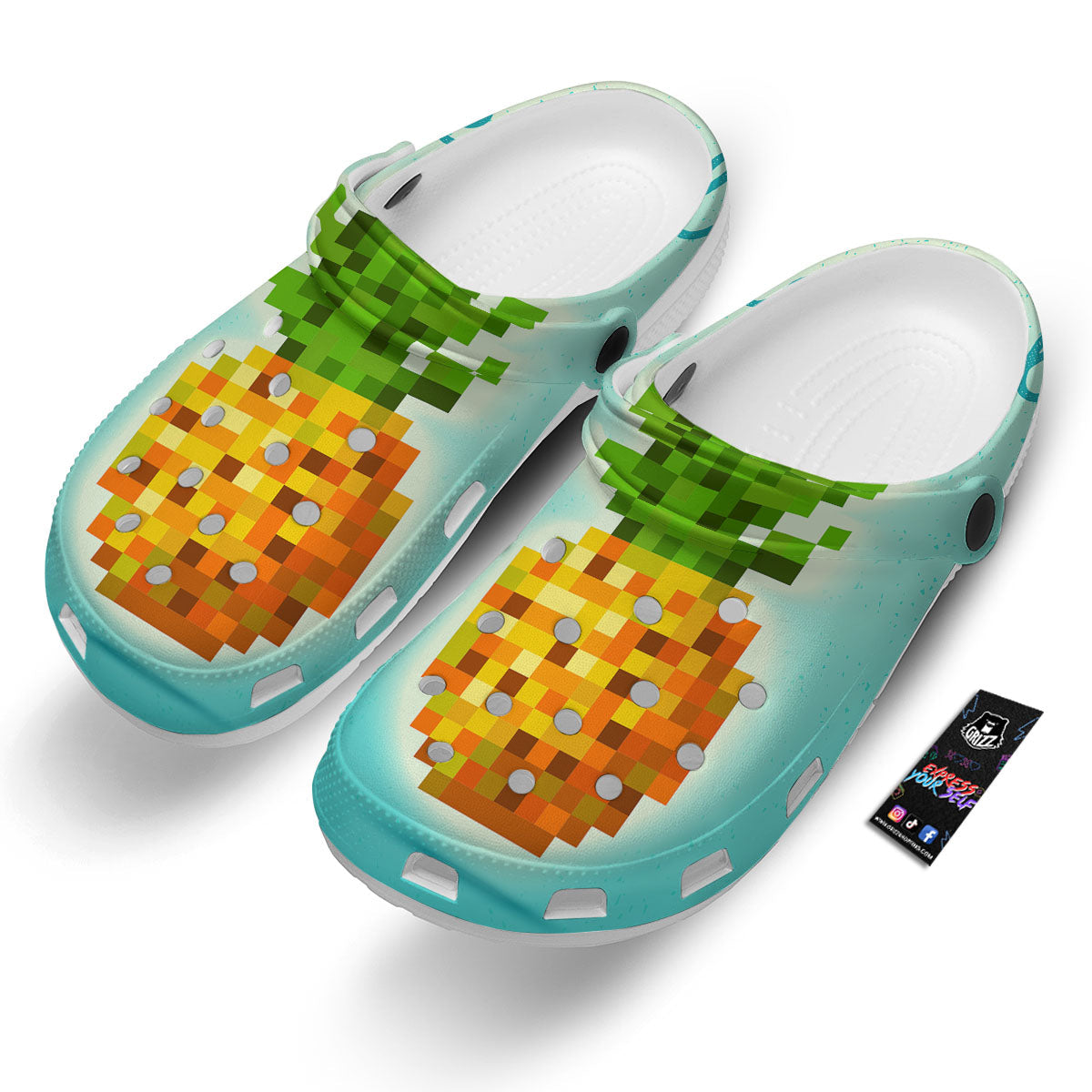 Pineapple 8-Bit Pixel Print Clog-grizzshop