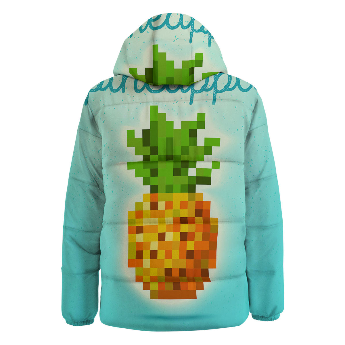 Pineapple 8-Bit Pixel Print Down Jacket-grizzshop