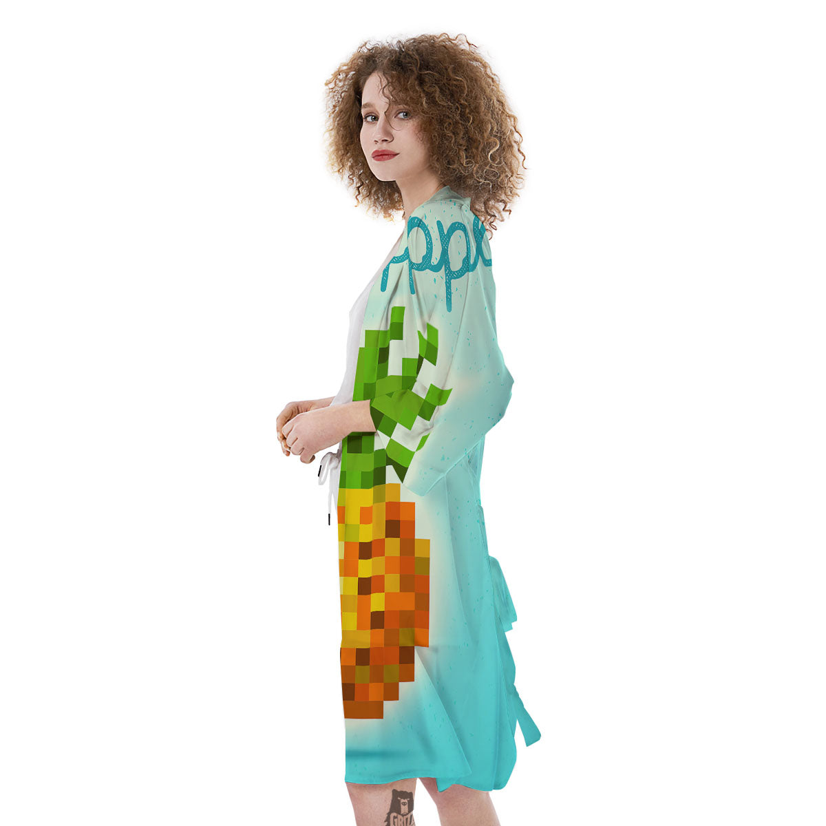Pineapple 8-Bit Pixel Print Kimono-grizzshop