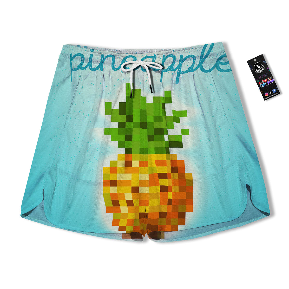 Pineapple 8-Bit Pixel Print Men’s Running Shorts – Grizzshopping