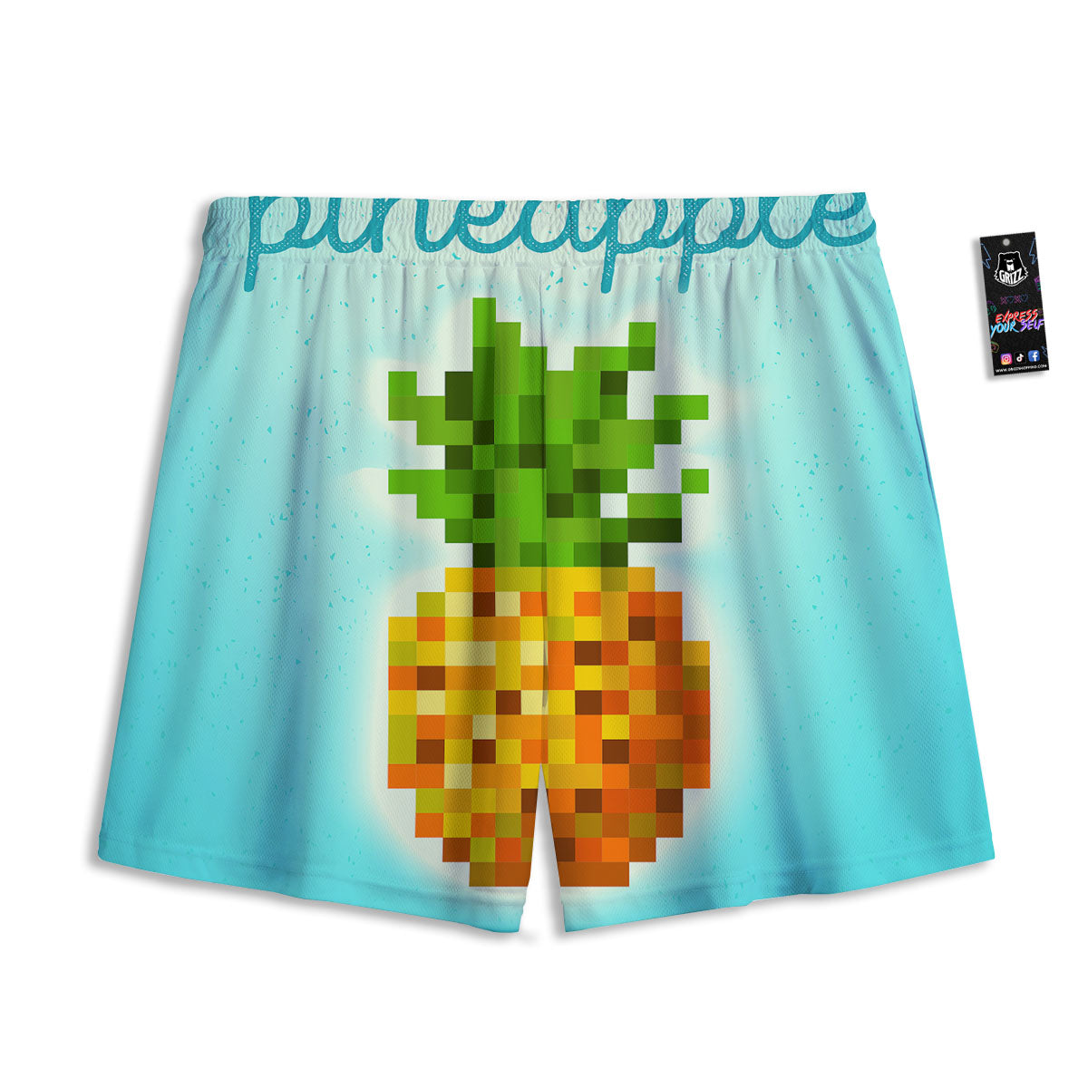 Pineapple 8-Bit Pixel Print Mesh Shorts-grizzshop