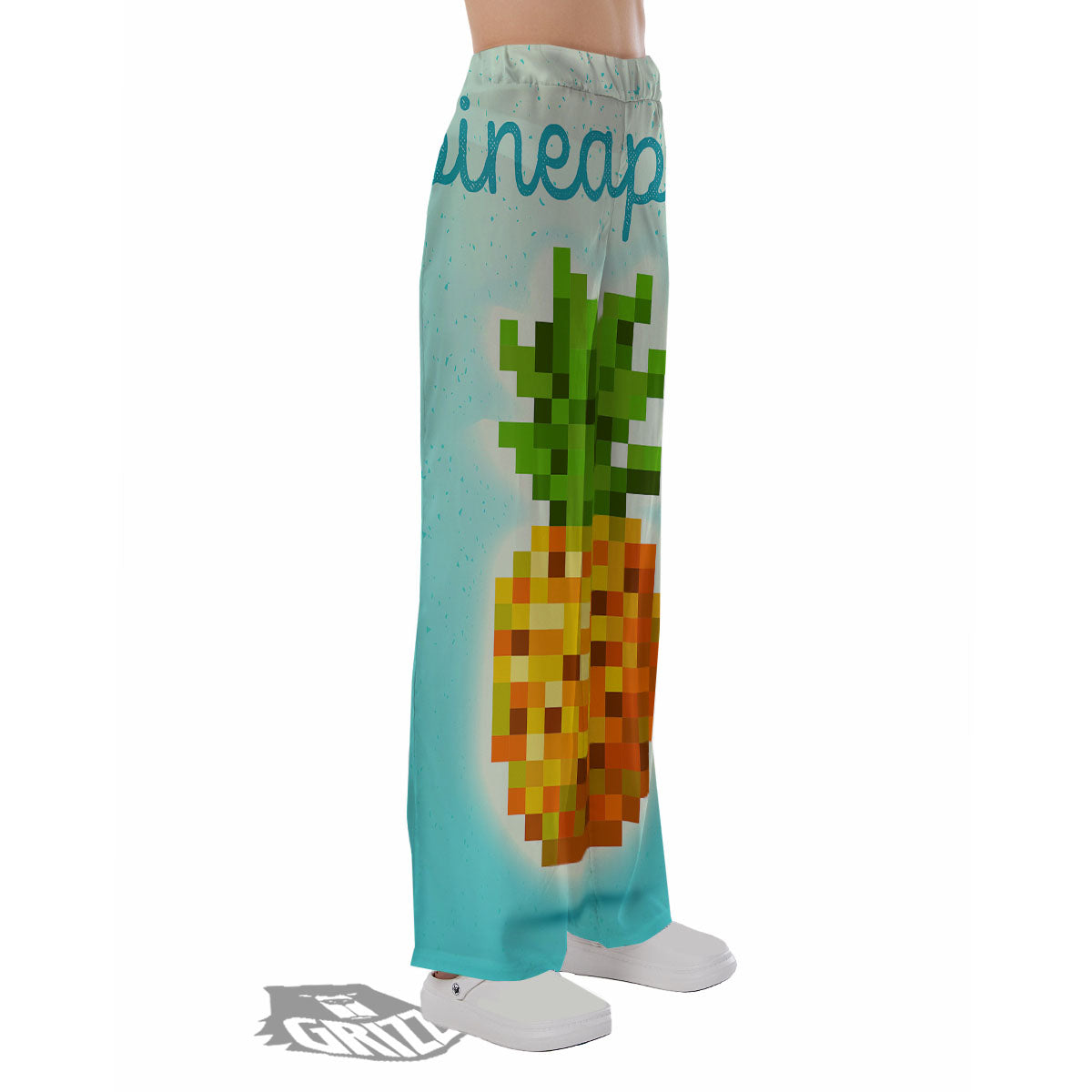 Pineapple 8-Bit Pixel Print Pajama Pants-grizzshop