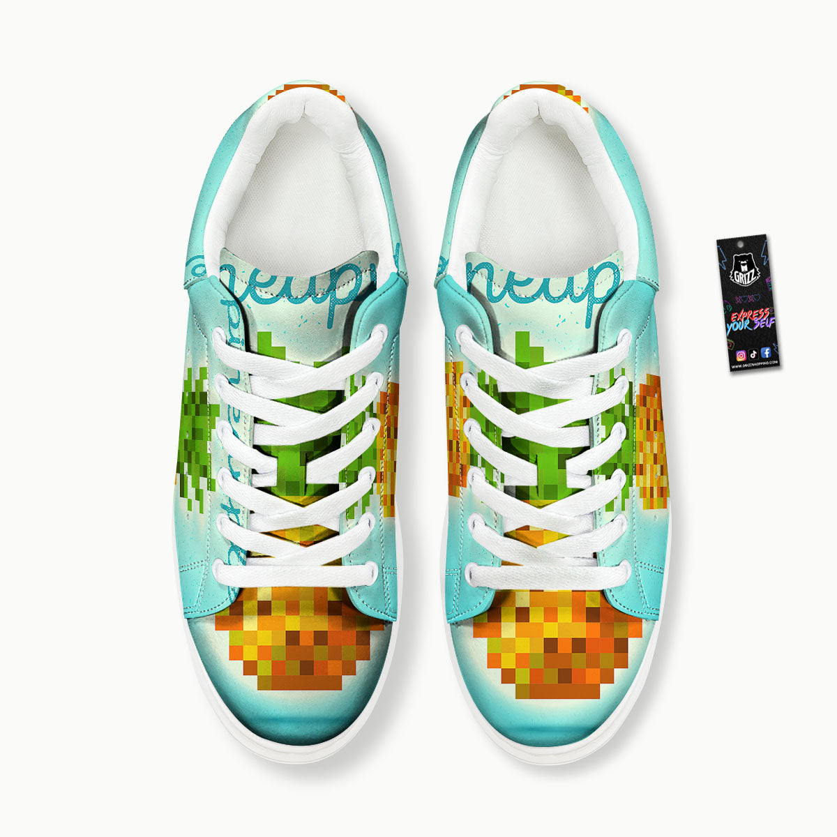 Pineapple 8-Bit Pixel Print Platform Shoes-grizzshop