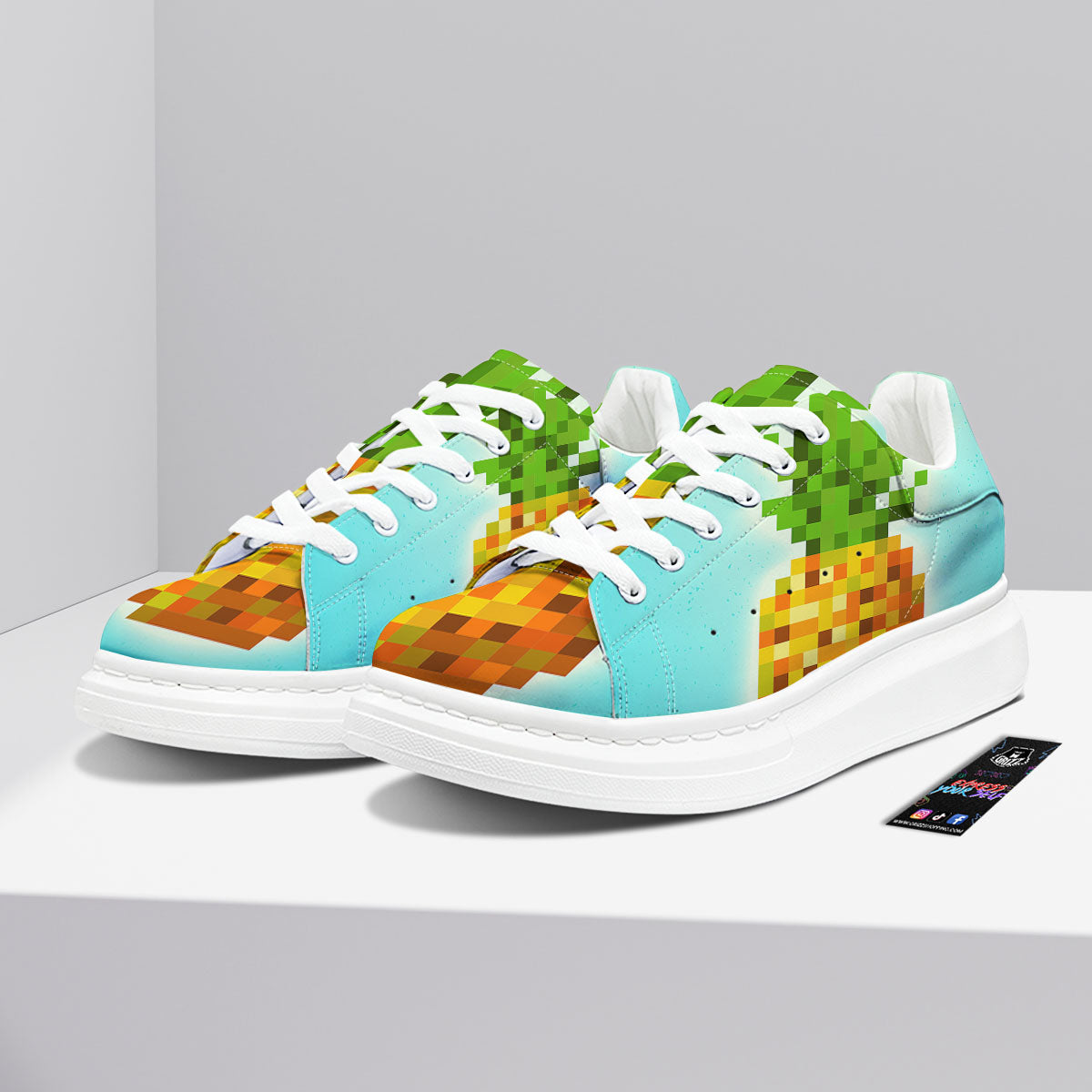 Pineapple 8-Bit Pixel Print Platform Shoes-grizzshop