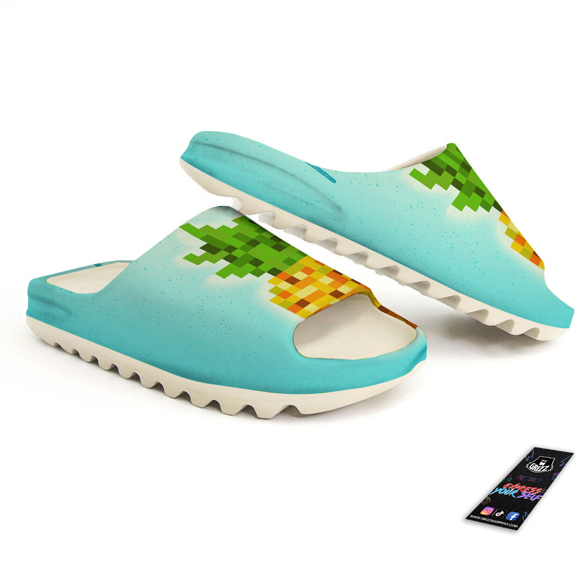 Pineapple 8-Bit Pixel Print Sandals-grizzshop