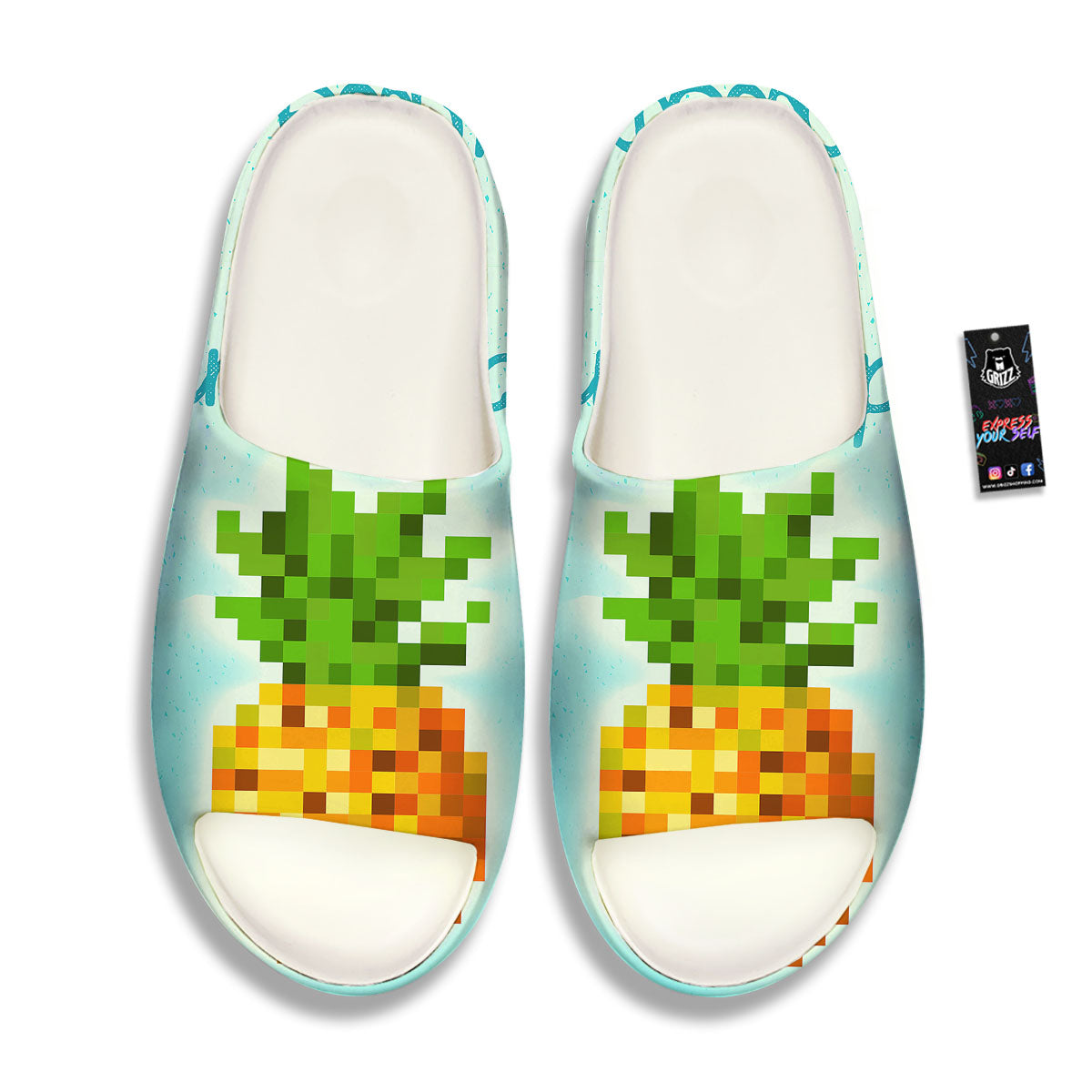 Pineapple 8-Bit Pixel Print Sandals-grizzshop