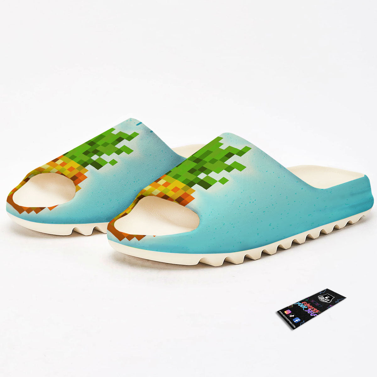 Pineapple 8-Bit Pixel Print Sandals-grizzshop
