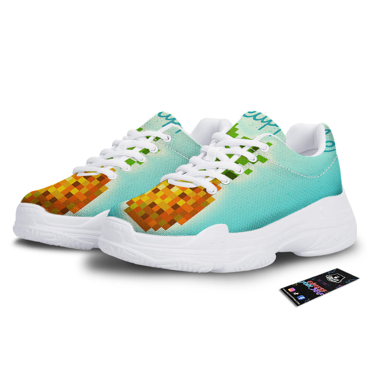 Pineapple 8-Bit Pixel Print White Chunky Shoes-grizzshop