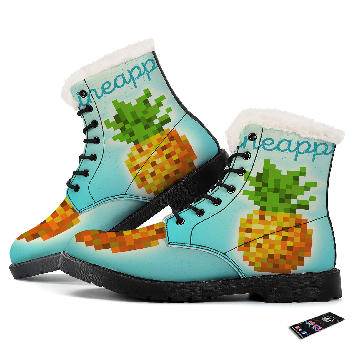 Pineapple 8-Bit Pixel Print Winter Boots-grizzshop