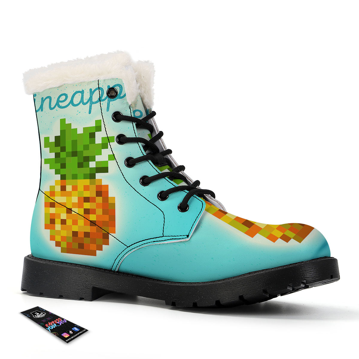 Pineapple 8-Bit Pixel Print Winter Boots-grizzshop