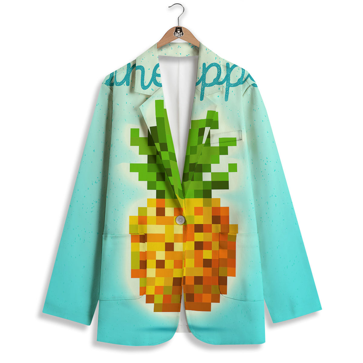 Pineapple 8-Bit Pixel Print Women's Blazer-grizzshop