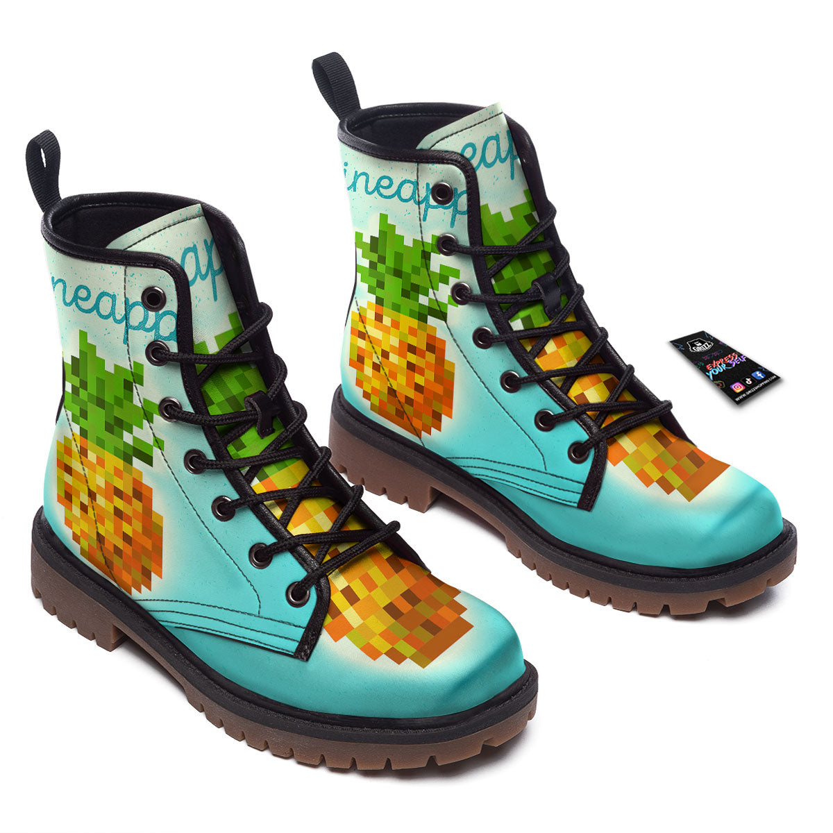 Pineapple 8-Bit Pixel Print Work Boots-grizzshop