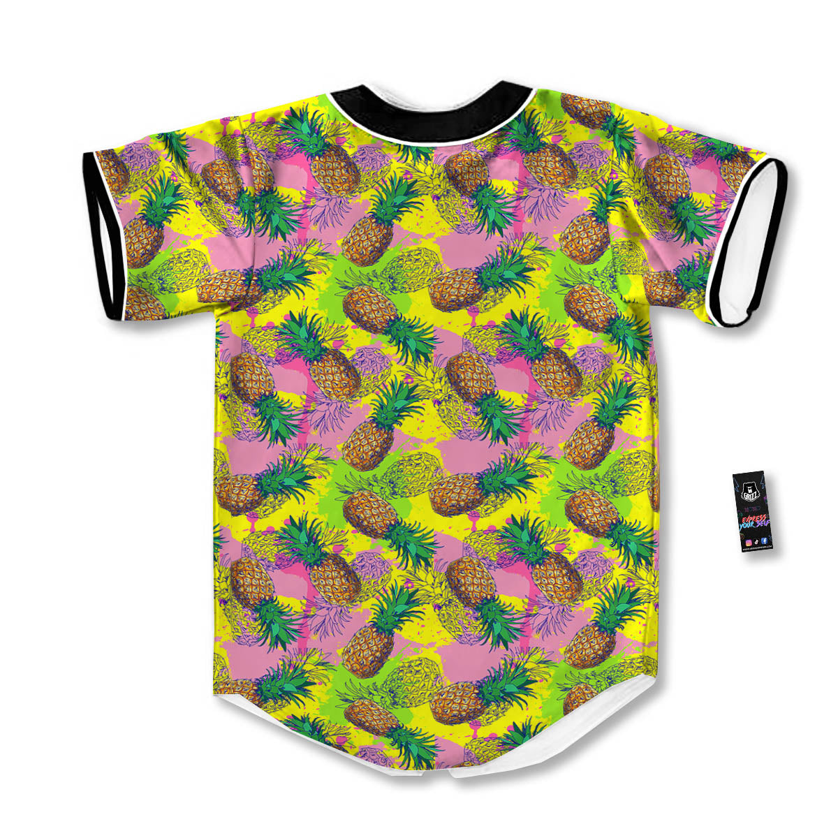 Pineapple Aloha Colorful Print Pattern Baseball Jersey-grizzshop