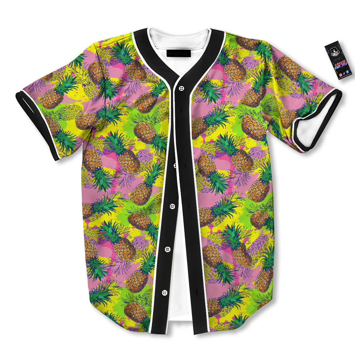 Pineapple Aloha Colorful Print Pattern Baseball Jersey-grizzshop