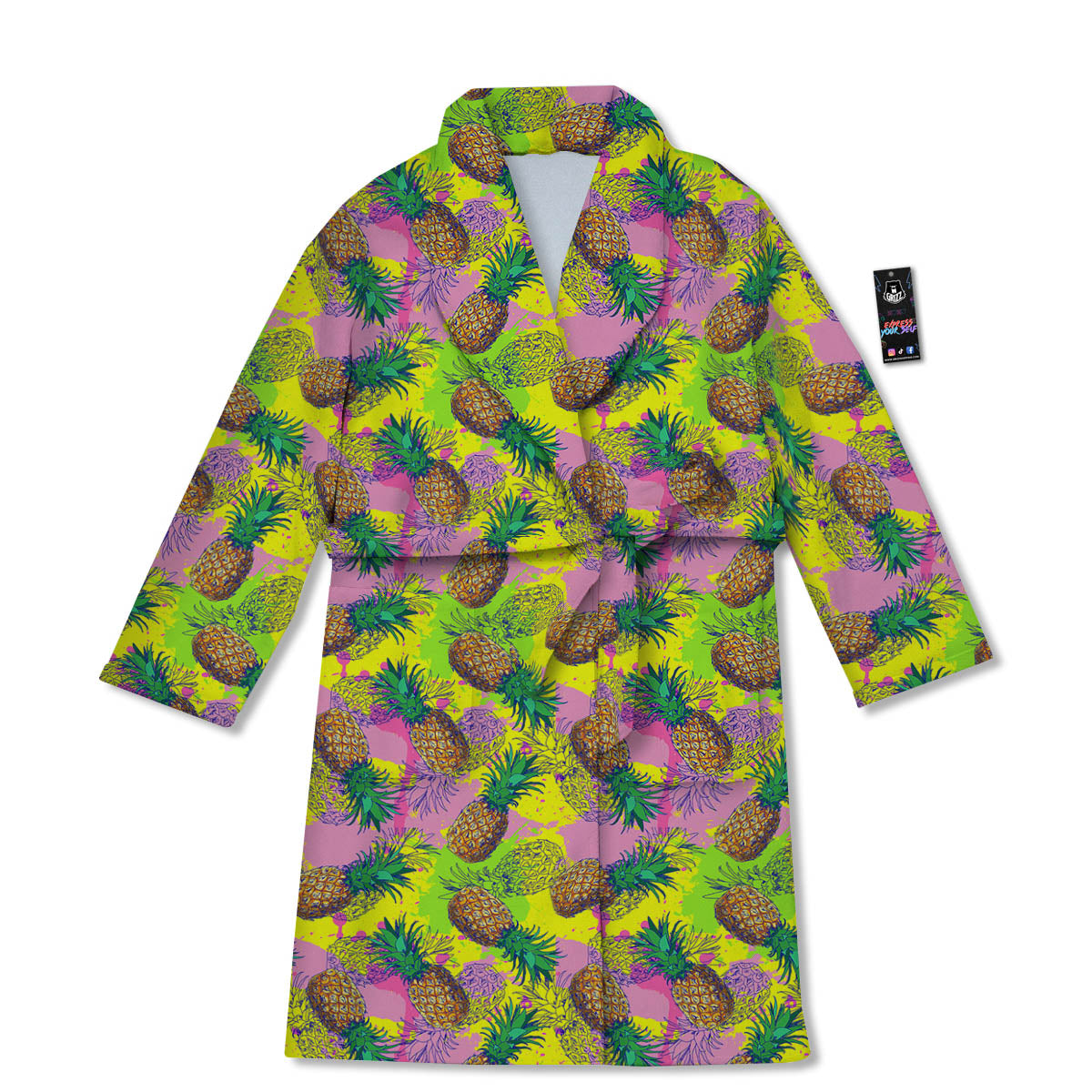 Pineapple Aloha Colorful Print Pattern Bathrobe-grizzshop