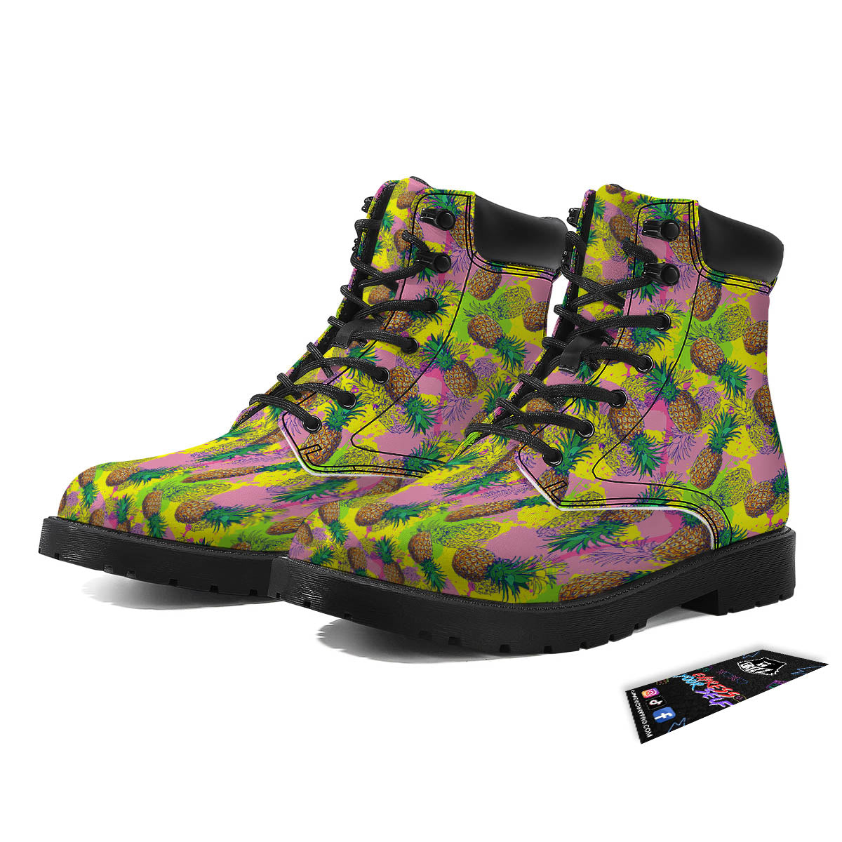 Pineapple Aloha Colorful Print Pattern Boots-grizzshop